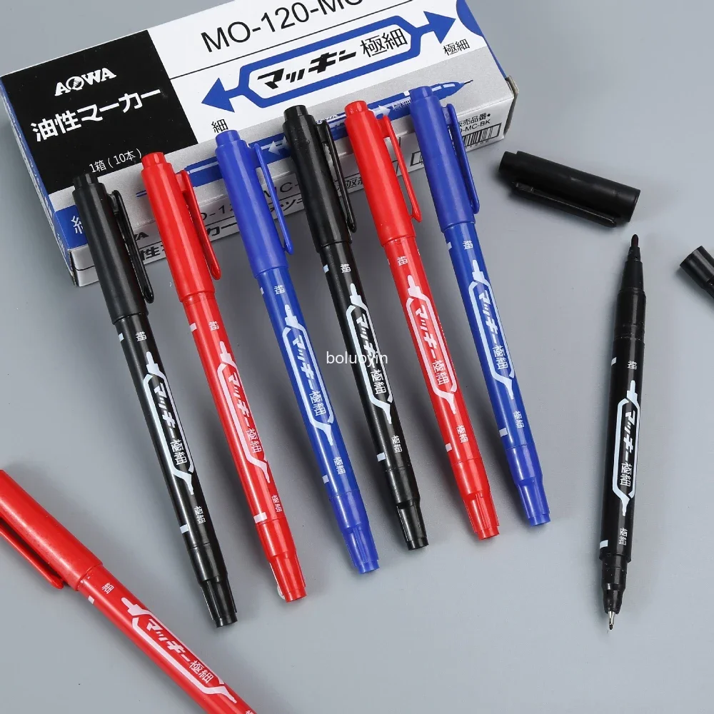 

10pcs/box Black/Red/Blue Dual-Tip Tattoo Skin Marker Piercing Marking Pen Tattoo Supply for Makeup Eyebrow Tattoo Tools