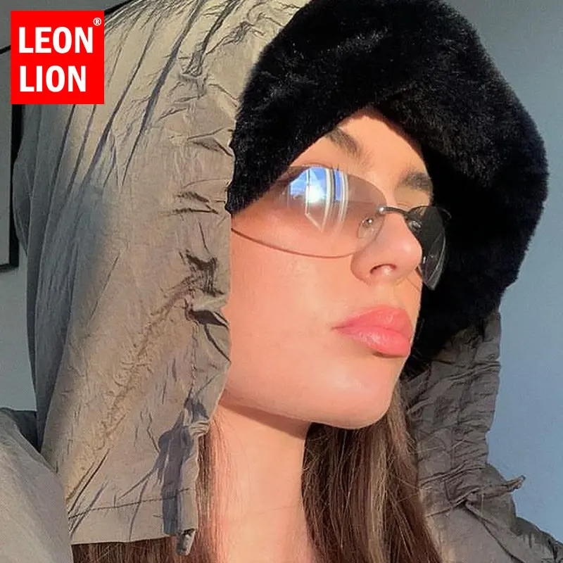 

Солнцезащитные очки Leonlion Y2K женские, Овальные, без оправы, Вогнутые формы, в стиле миллетия, для уличной стрельбы