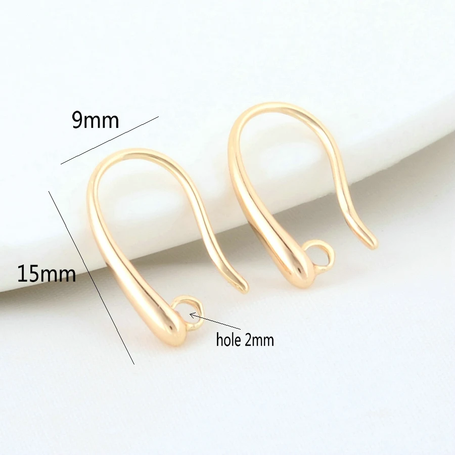 14MM 14K Gold Farbe Messing Ohrringe Haken Hohe Qualität Diy Schmuck Erkenntnisse Zubehör – Detail 10