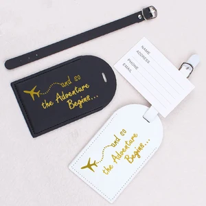 So The Adventure Begins Cute Saying Leather Luggage Tags for Travel Bag Suitcase Honeymoon Wedding Travel Tags with Name ID Card