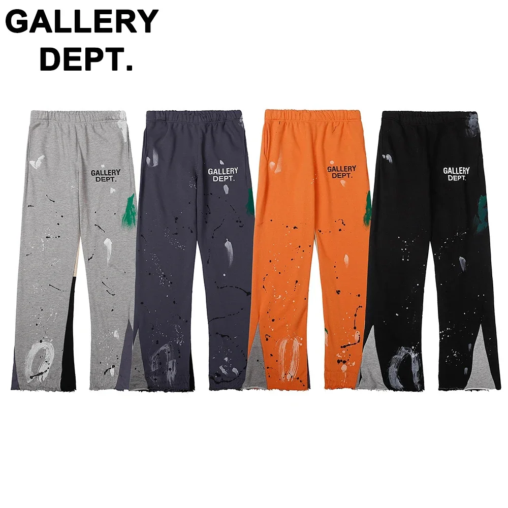 

2023 New Fashion Spring and Autumn Dept Painted Flare Sweat Pant High Quality Men Women Street Grey Black Blue Trousers