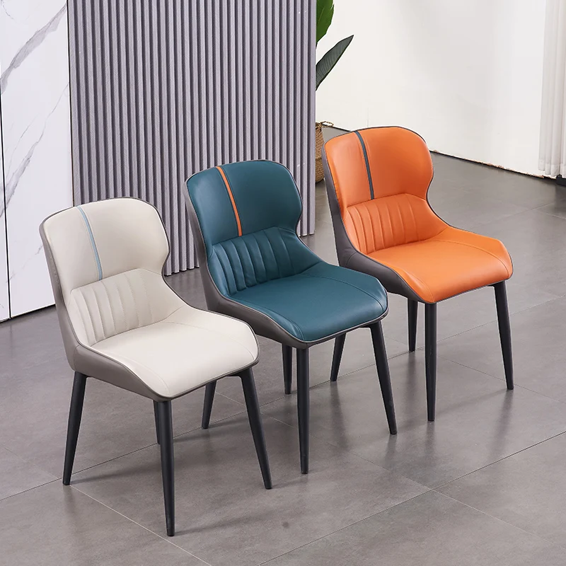 

Nordic Luxury Dining Chair Backrest Restaurant Leather Modern Dining Chair Hotel Soft Stool Sillas De Comedor Home Furniture