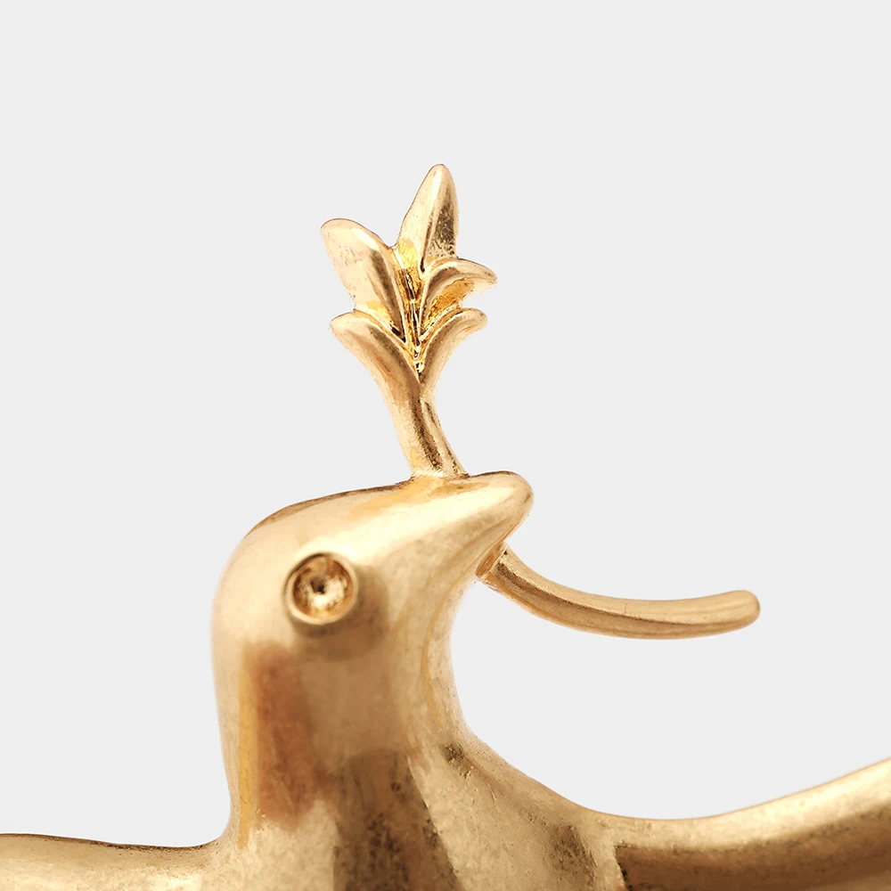 Vintage Very Elegant High-grade of Peace Pigeon Animal Bird Wheat Ear Enamel Brass Worthy of Collection Gift Brooch