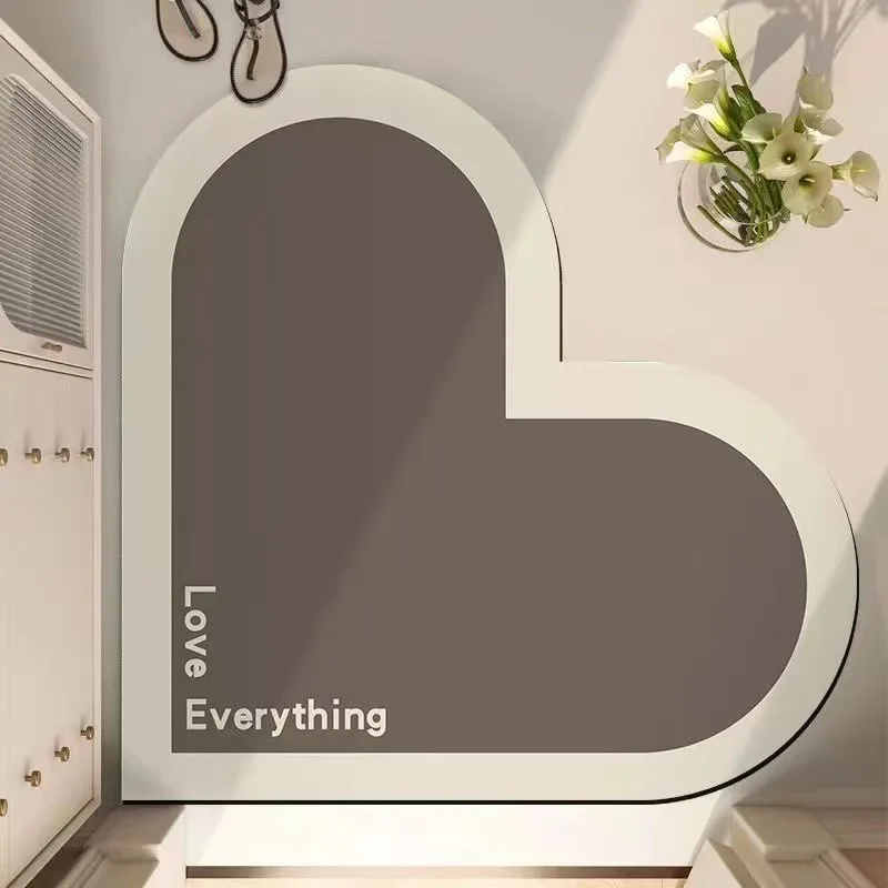 세척 가능한 하트 모양 발 매트, 욕실 입구 바닥 매트, 복숭아 코너, 흡수성 미끄럼 방지 발 매트, 80x80cm