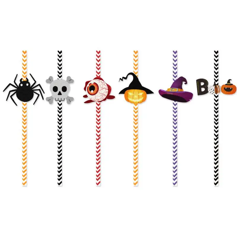 Halloween Decorations Durable Creativity Spooky Multifunction Festival Halloween Spider Straw Pumpkin Lamp Decoration Straw