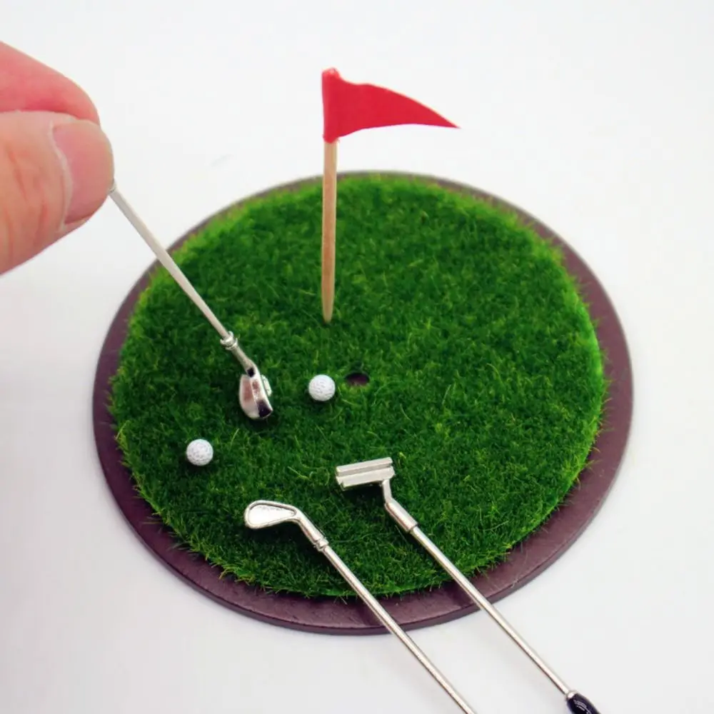 Sports Scene Miniature Golf Club 1/6 and 1/12 Scale Grassland Model Dollhouse Mini Golf Set Lifelike Design Mini Golf Balls