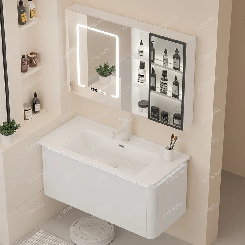 ~Modern Minimalist Bathroom Cabinet Ceramic Whole Washbin Wash Basin Cabinet Combination