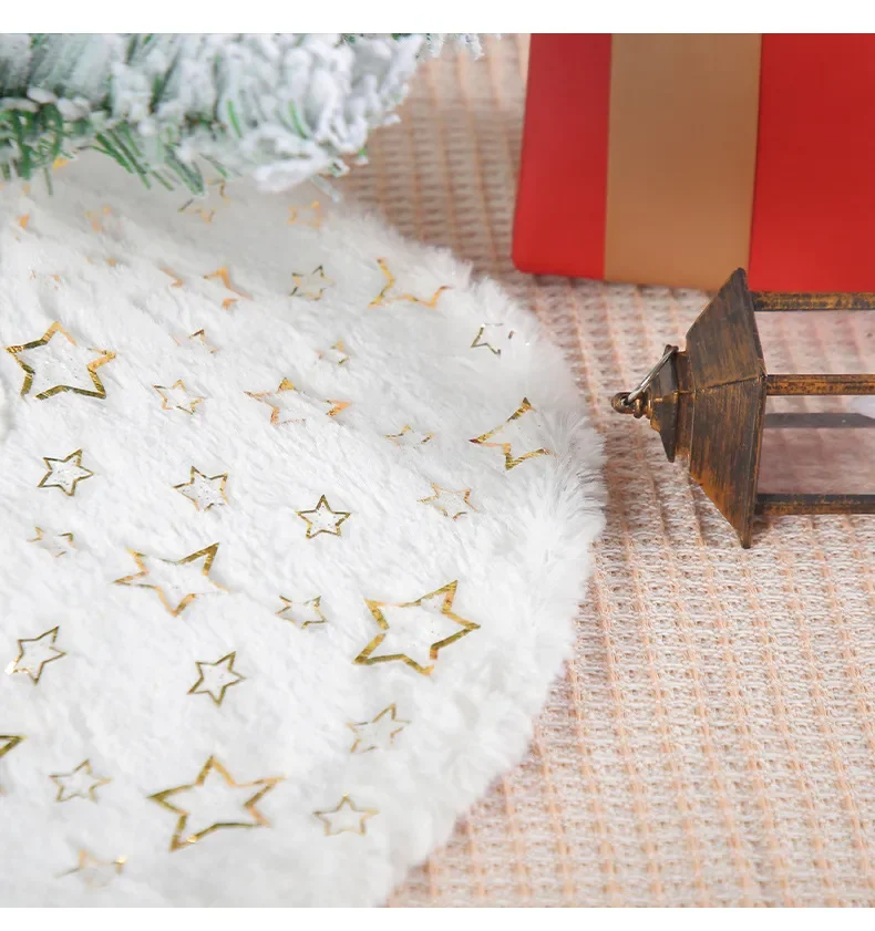 16 inch 40 cm Plush Christmas Tree Skirt White Faux Fur Xmas Trees Sequin Carpet Mat Small Skirts Home Party Decorations images - 6