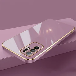 Luxury Shockproof Silicone Back Cover with Square Plating for oppo Reno5z (6D purple)
