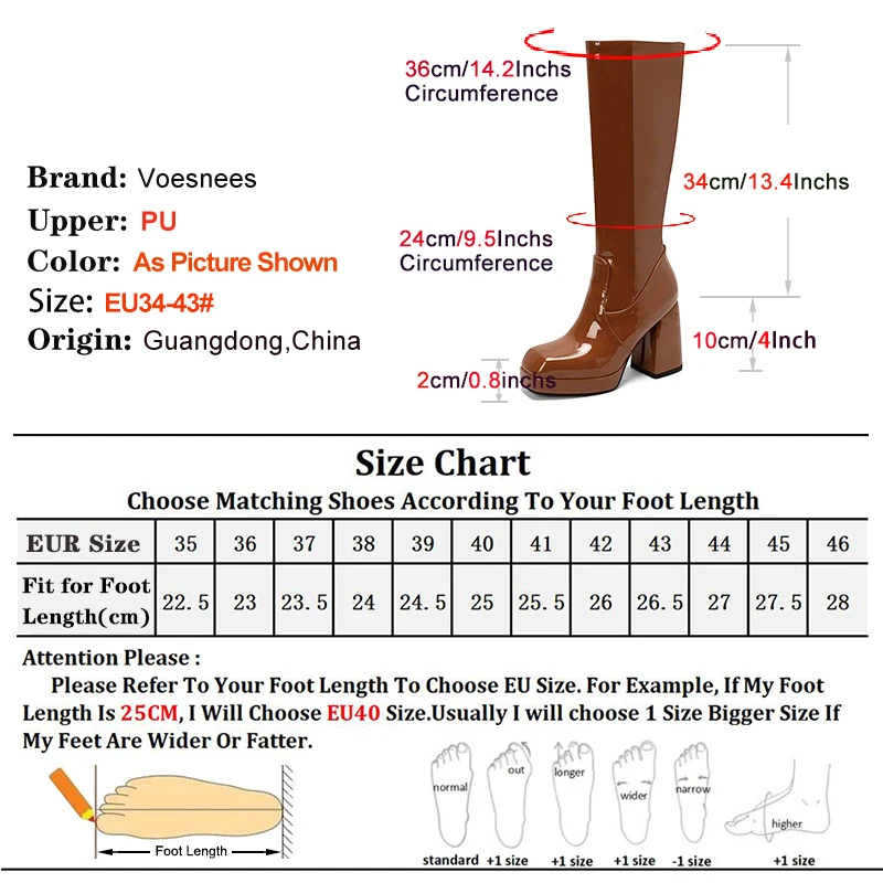 Ladies High Boots Waterproof Platform 10CM Square Head Shoes 2025 Winter Knee-High Chunky Heels Booties For Women Plus Size 43