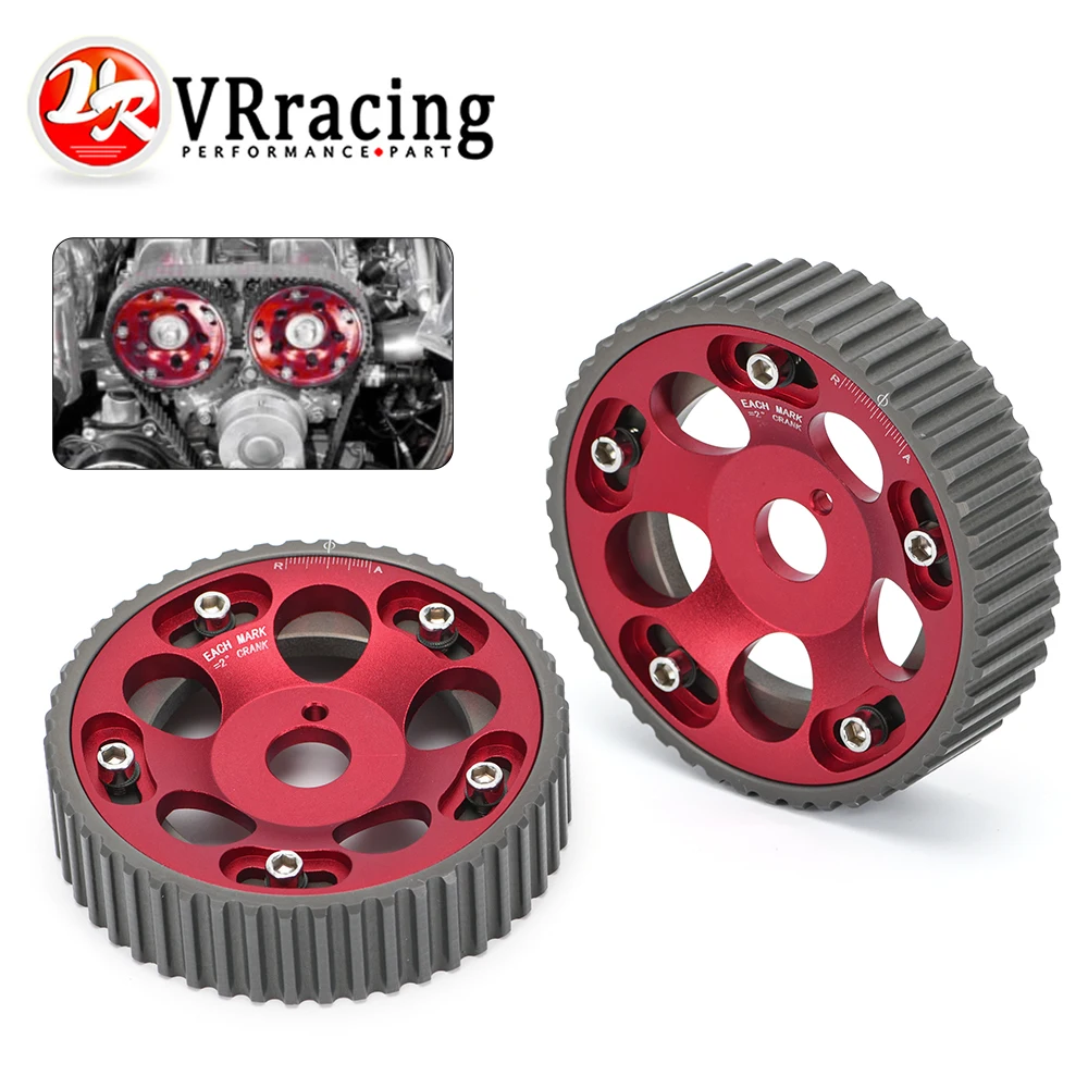 VR-(1Pair)FOR Toyota 1JZ 2JZ DOHC Engine Adjustable Aluminum Pulley Cam Gear Red VR6531R
