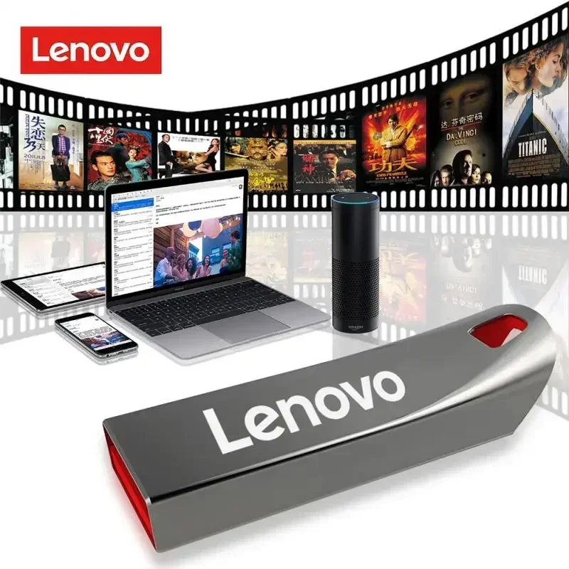 Lenovo Flash Drives 3.0 2TB Metal High Speed Pendrive 1TB 512GB Portable Drive Waterproof Memoria Usb Flash Disk TYPE-C Adapter
