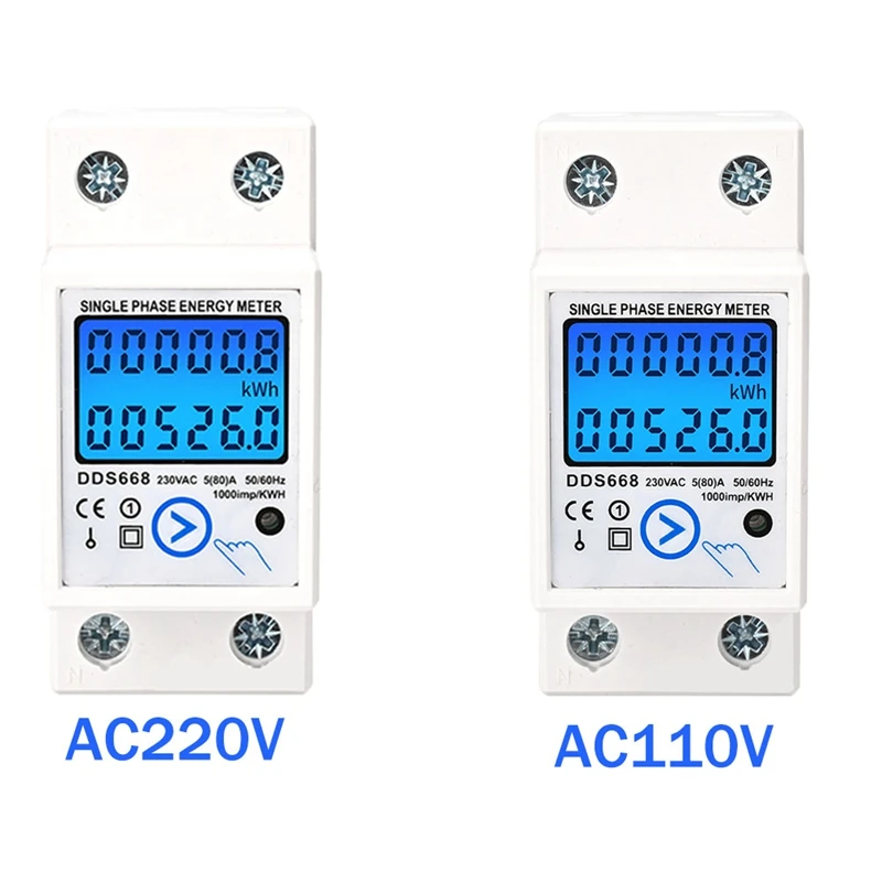 

White Energy Meter ABS Energy Meter Kwh AC 110V Electric Meter LCD Digital Energy Electric Meter