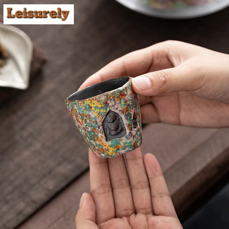 Rock Painting Time Teacup Luxury Tea Bowl Tea Cup Set Tea-tasting Smelling Cup Jianzhan Master Cups Dahongpao Teaware Supplies