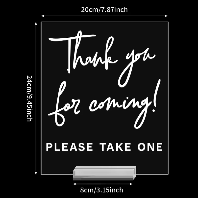 Thank You For Coming Favors Please Take One Clear Glass Look Acrylic Wedding Sign Dessert Table Birthday Party Decoration