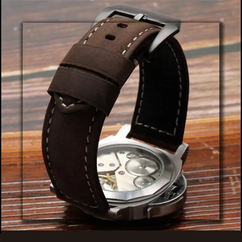 SCHIK 20mm 22mm 24mm 26mm Genuine Leather Retro man Watch Band for Panerai PAM111 441 cowhide Watchband Wrist Strap