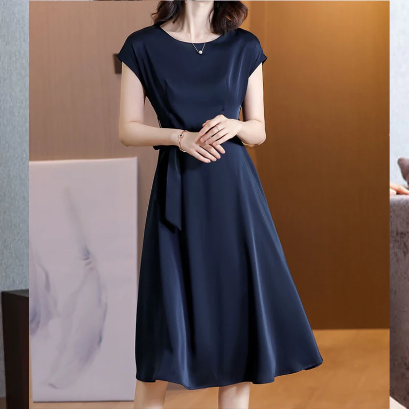 Summer-Elegant-Fashion-Office-Lady-New-Chic-Dress-Women-Solid-Color ...