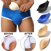 Men's Underwear Sponge Pad 3D Design Sexy Briefs Enhancer Cup Men Penis Bulge Pouch Front Padded Push Up Underpant Protect Pad