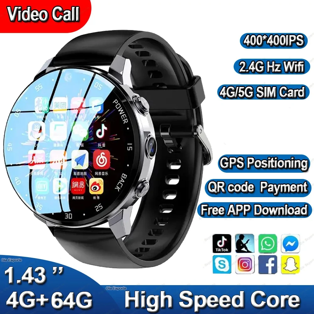 남성용 글로벌 스마트워치, GPS 듀얼 HD 카메라, 심박수, IP67 방수, 여성 스마트 워치, PK S8 울트라, 4G, 5G SIM 카드, 2023 지지대