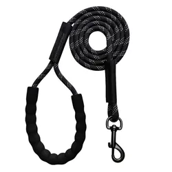 Reflective Outdoor Pet Training Leash for Dogs and Cats - Various Lengths (Black)