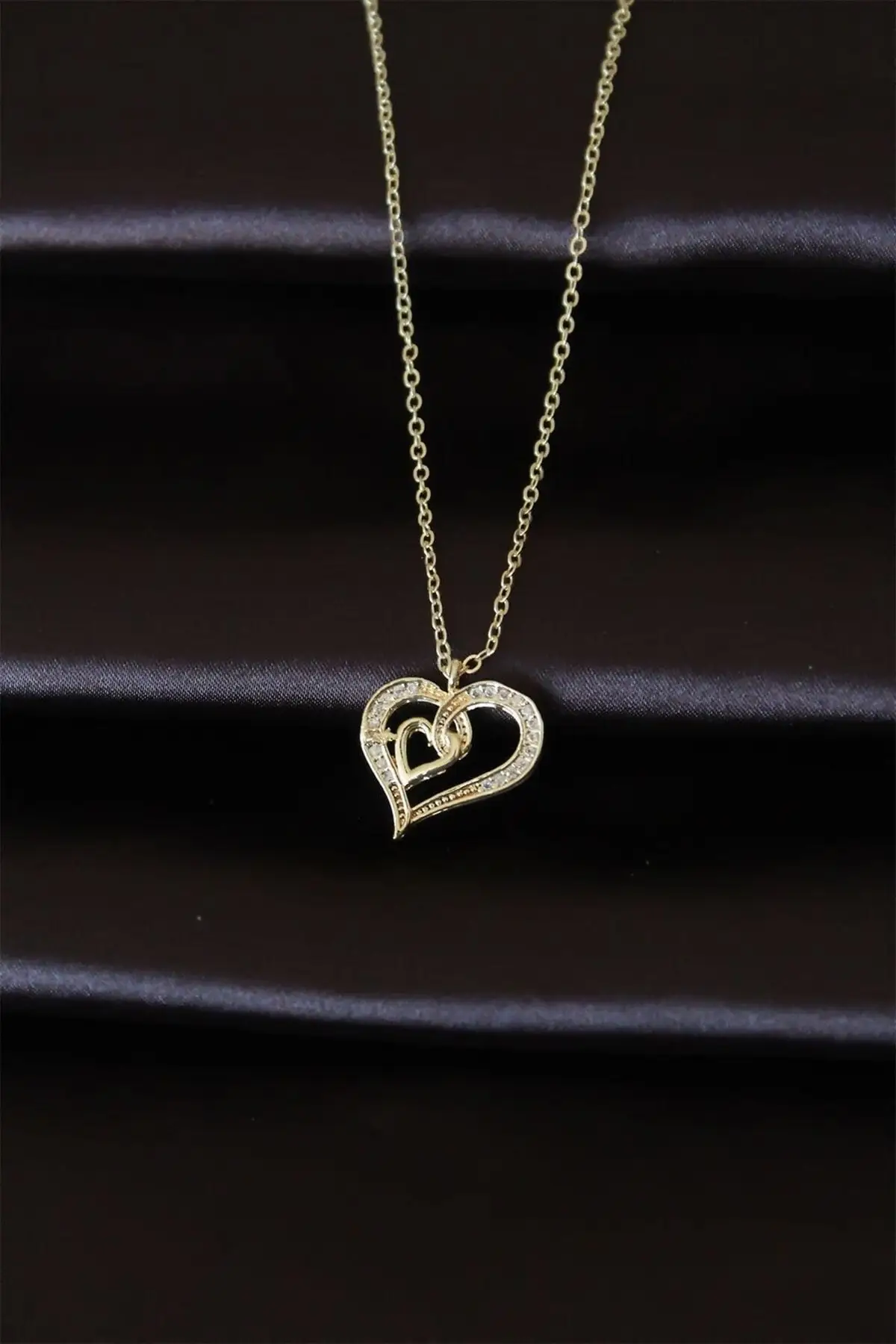 

Gold Plated Zircon Stone Heart Figured women's Necklace