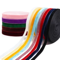 10yards/Lot 1-1.5cm Colour Single Face Line Velvet Ribbon Handmade Band For DIY Bow Crafts Gift Wrapping Party Christmas Decor