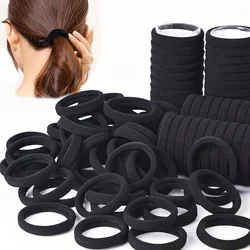 Black Hair Ties - High Elasticity, Minimalist Style, Perfect for Daily Hairstyles (100 - Pack) (Black)