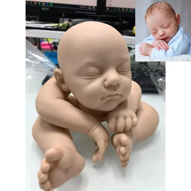 19 Inches Unpainted Reborn Vinyl Doll Kit Jamie Sleeping Baby Molds Blank Doll Parts With Cloth Body 2