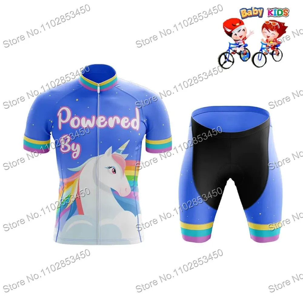 Kids Funny Unicorn Cartoon Cycling Jersey Set Summer Boy Girls Cycling Clothing Children Road Bike Tops Bicycle Suit MTB cycling jersey cycling suit cycling jersey set