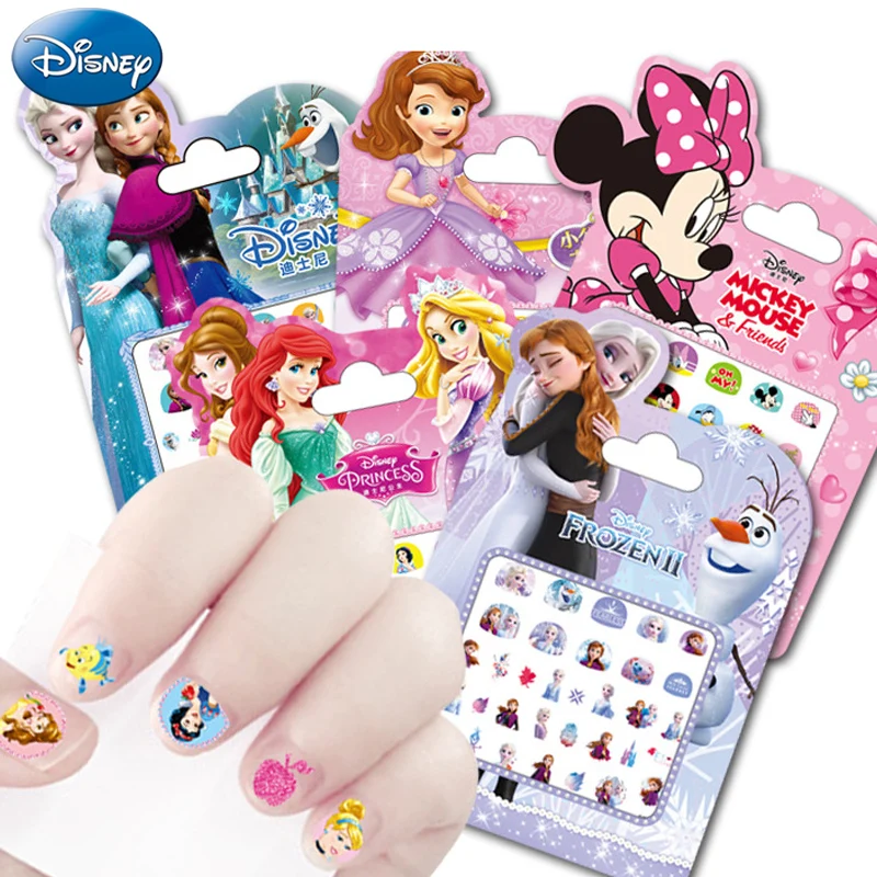 Frozen Princess Anna Elsa Biancaneve Sofia Mickey Minnie Makeup Nail Stickers Figure Dolls Cartoon Toys For Girls