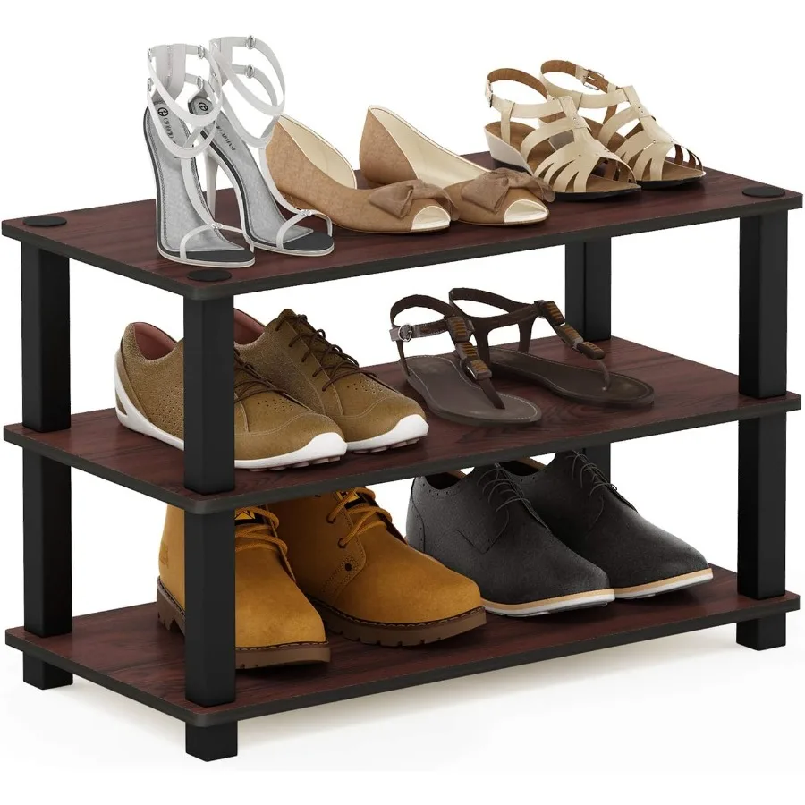 TurnSTube 3Tier Shoe Rack Dark Cherry Black Pack of 3