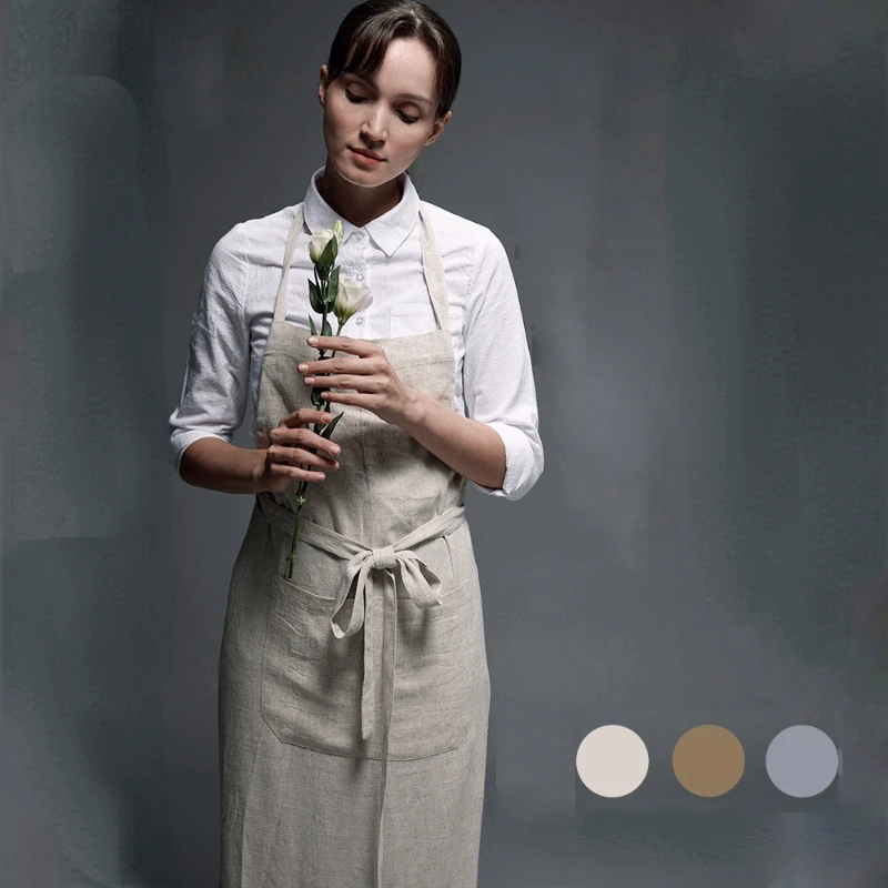

Aprons Cotton Linen Kitchen Accessories Catering Antifouling Waterproof Flower Shop Home Cleaning Drawing Sketch Work Clothes