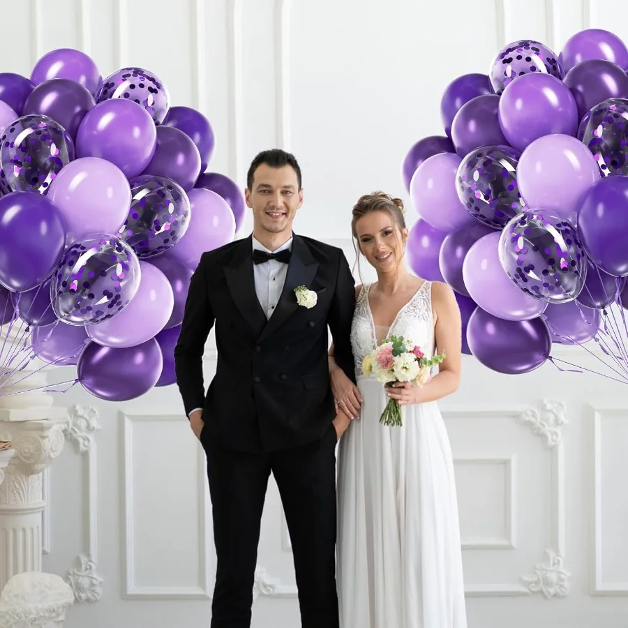 60 Purple Confetti Balloons for Celebrations