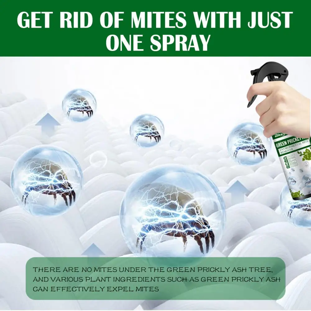100g Natural Mite Killer Spray Eco-friendly Mite Removal Anti-leaking Green Prickly Ash Removing Spray Household Supplies