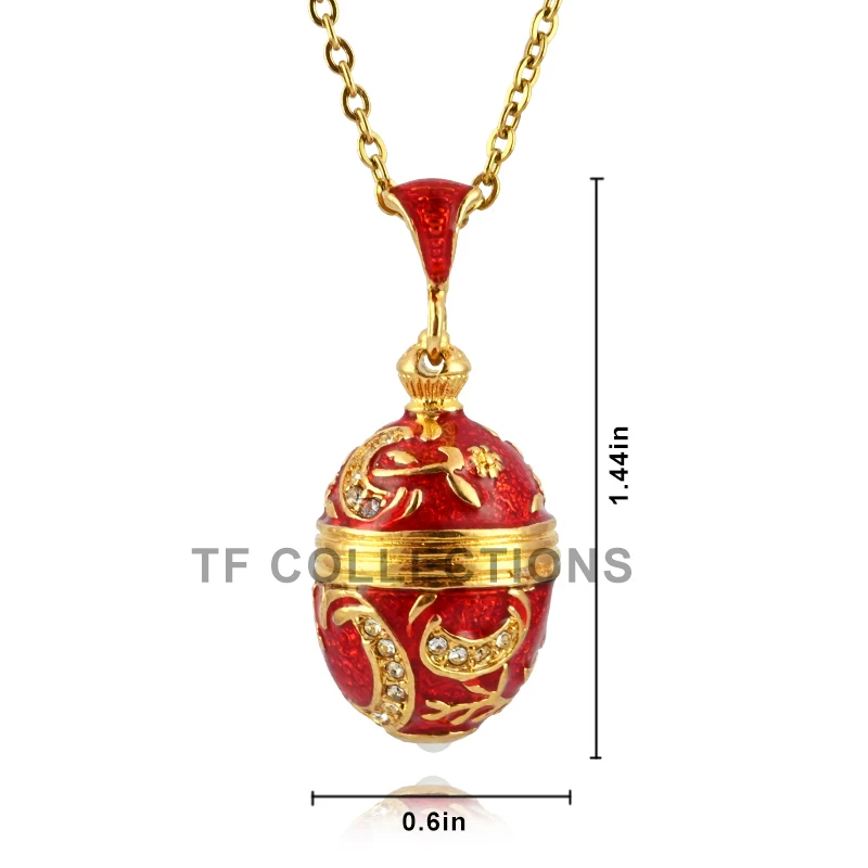 YAFFIL 2025 Fashion Necklace and Pendant Enamel Handmade Jewelry Brass Vintage Egg Pendant Charm Crystal Rhinestone Girl Gift 6
