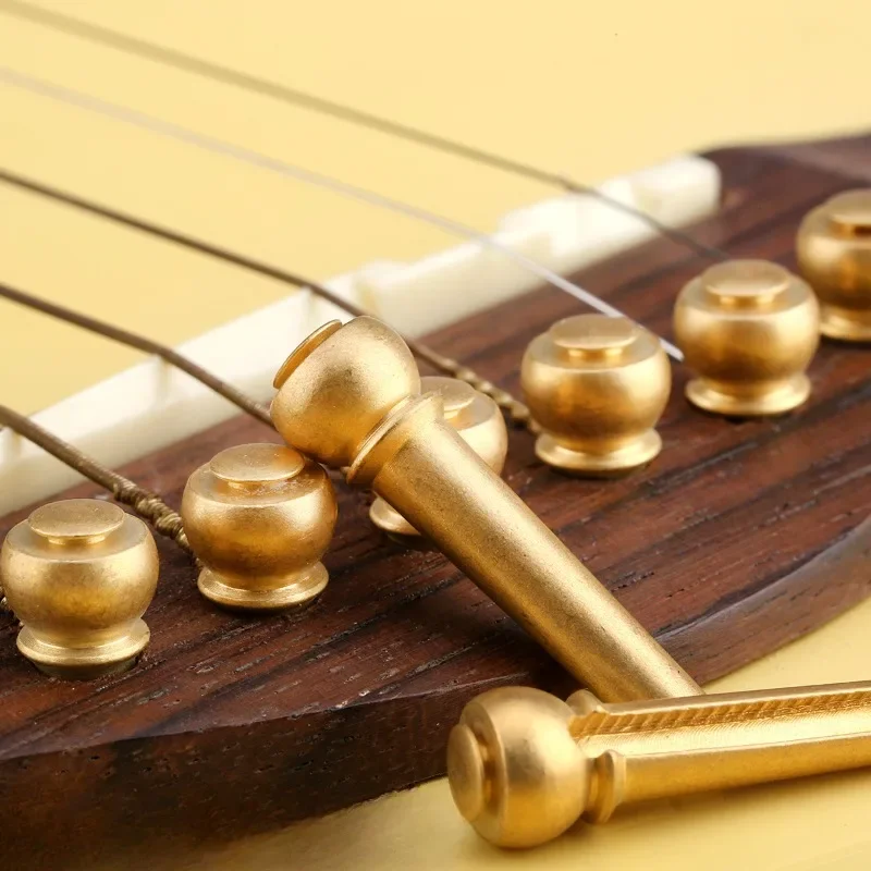 

Guitar Accessories Metal Guitar Pin 6Pcs Brass Guitar Bridge Pins End Pin for Folk Acoustic Guitar Parts Accessories Guitar