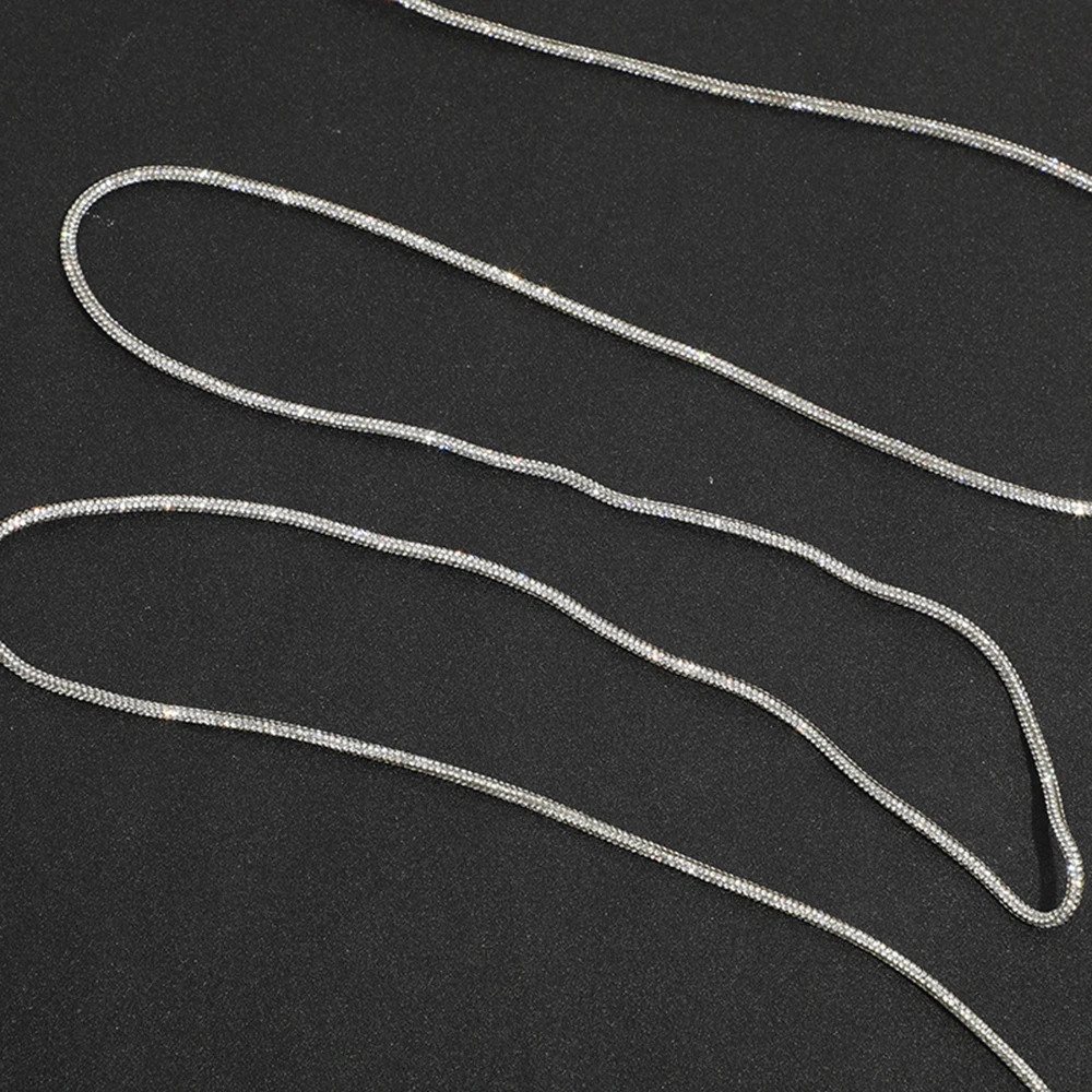 Shoe Laces Shoe Accessories Shiny Diamond-Filled Rope Rhinestone Chain Shoe Laces DIY Garment Clothing Accessories 2 Yards 4mm Round Crystal Cotton Rope