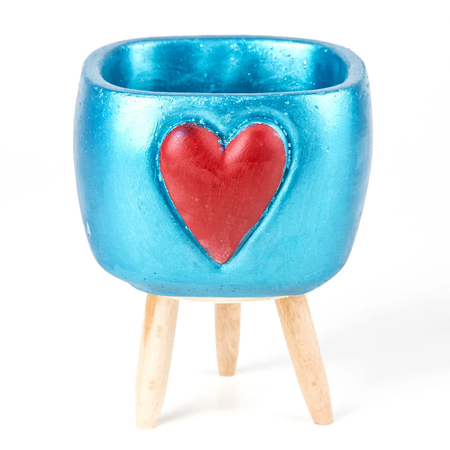 

Sonseason heart square concrete metallic blue flower pot pedestal