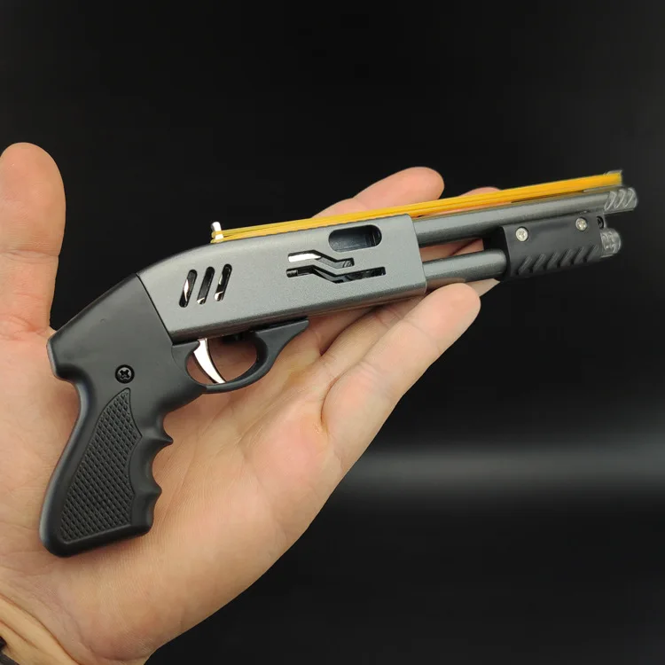 

NEW Anti-stress Alloy Mini-shot Gun 8 Continuous Rubber Band Gun Miniature Model Ornaments Toys Creative Gifts