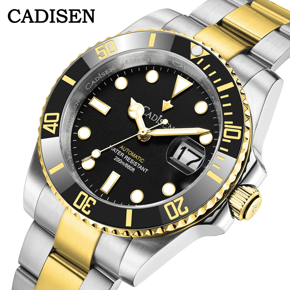 Cadisen-メンズ自動機械式時計,nh35a,ラグジュアリー,サファイア,20 