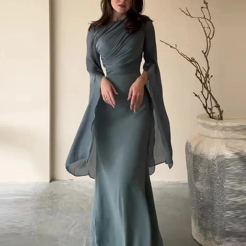 batwing evening dress Beaded Batwing Sleeve Prom Dresses Mermaid Boatneck Evening Dresses 20107