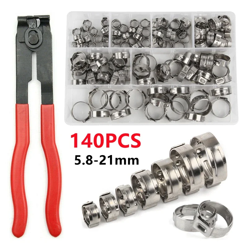 Único Orelha Stepless Braçadeiras de Mangueira Mangueira Clipe Alicatadores Cinch Anéis 721 mm 140 Pcs Aço Inoxidável 304