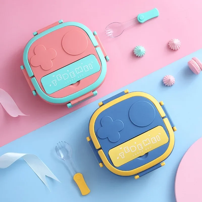 550ML Kids Baby Snacks Container Outdoor Picnic Stainless Steel Lid Bento With Compartment Travel Leakproof Lunch Box School