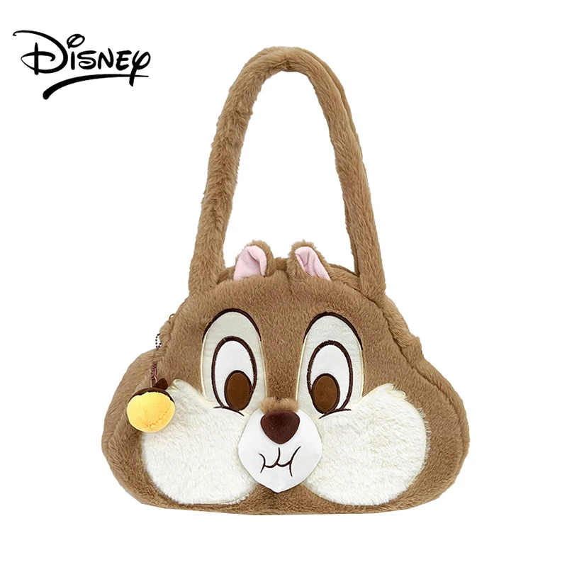 

Disney Plush Shoulder Bag for Girl Women's Bag Large Capacity Fashion Cute Luxury Designer Cartoon with Chip Pine Cone Pendant