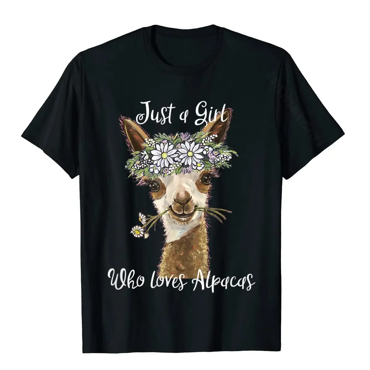 

Футболка с надписью «Just A Girl Who Love Alpacas», хлопковая тенниска с принтом, дешевый мужской топ, футболки, простой стиль