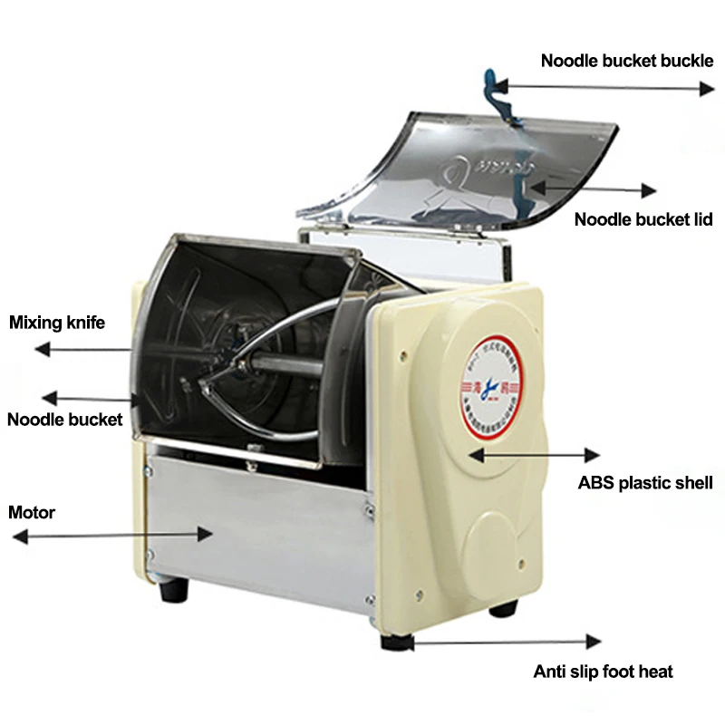 220V Electric Stand Professional Dough Mixer 2kg Household Commercial Mixer Beater Bread Multi-function Home Appliance