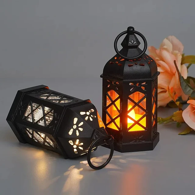 Lampe de bureau rétro, décoration d'ambiance, cadeau créatif, lampe à vent hexagonale, bougie, lampe à vent Led, Portable, petit cheval 3