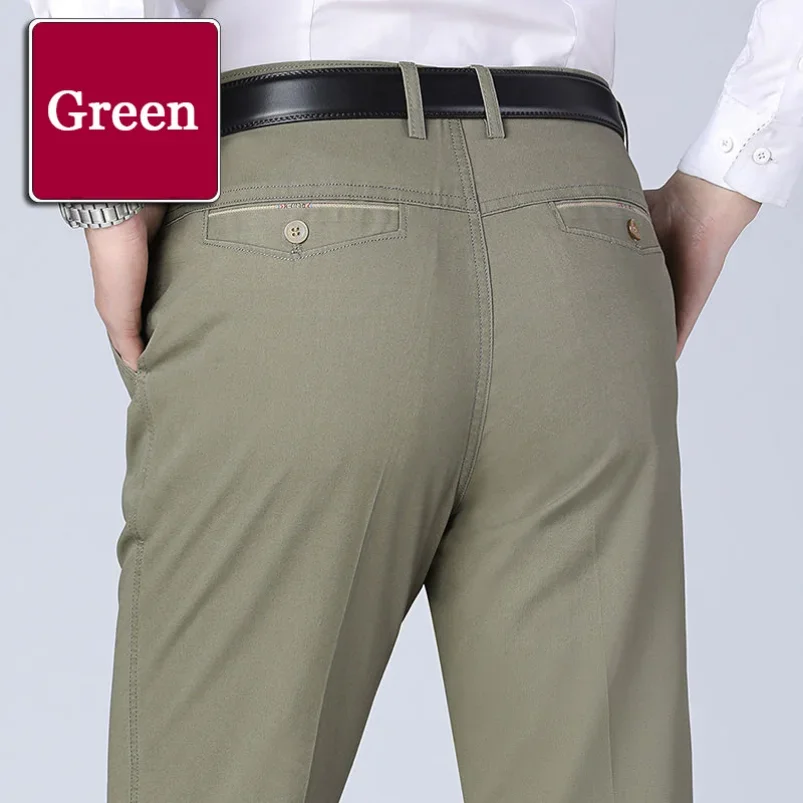 Classic Casual Men Cotton Pants Summer Stretch Comfortable Elastic Straight Trousers cotton work pants men casual pants