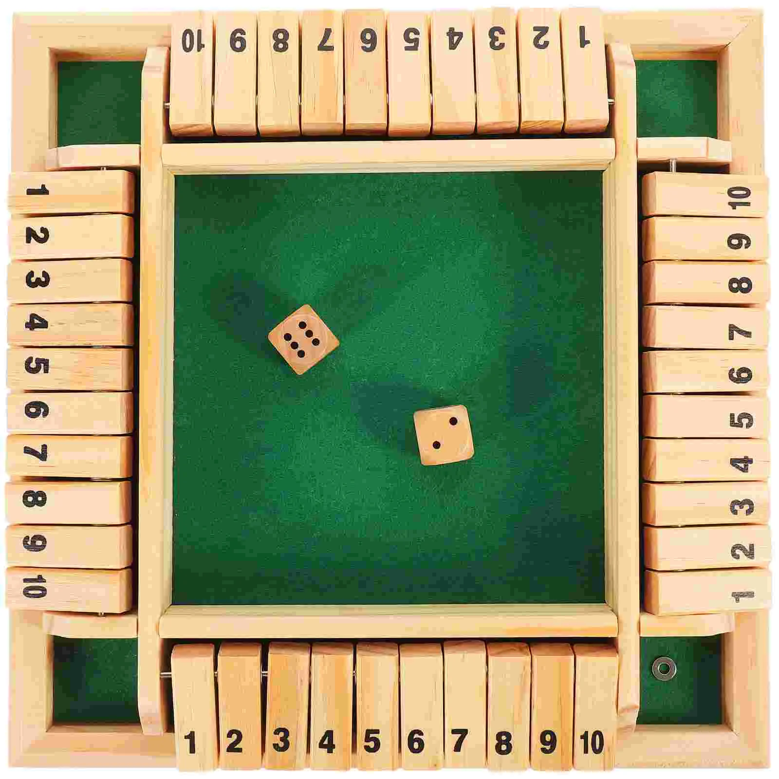 Wooden Shut The Box Gaming Desk Four-Sided Flop Gaming Desks Parent-Child Board Gaming Desk Flip 10 Numbers