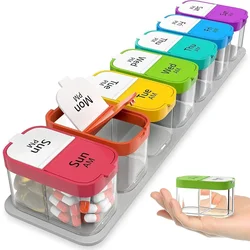 XL 7-Day Pill Organizer - Dual Compartments for Daily AM/PM Medication & Vitamins (Colorful)
